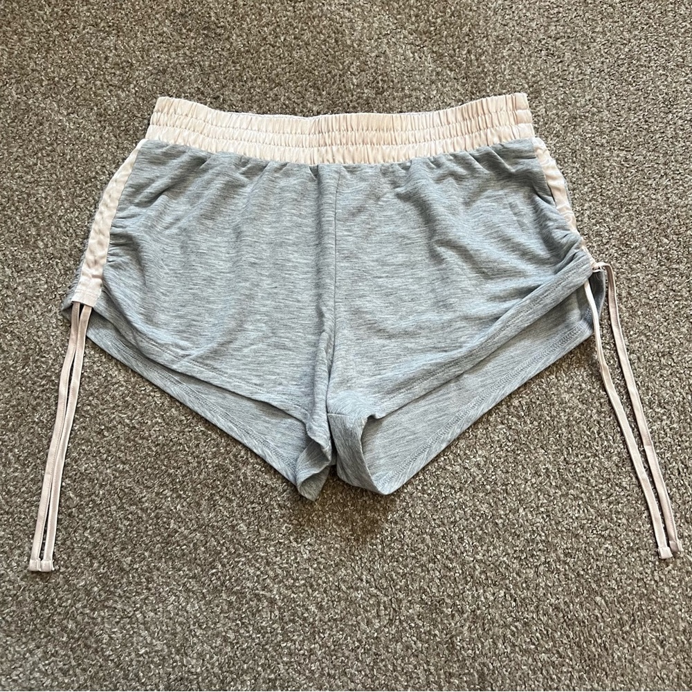 Victoria’s Secret grey with pink satin lounge shorts